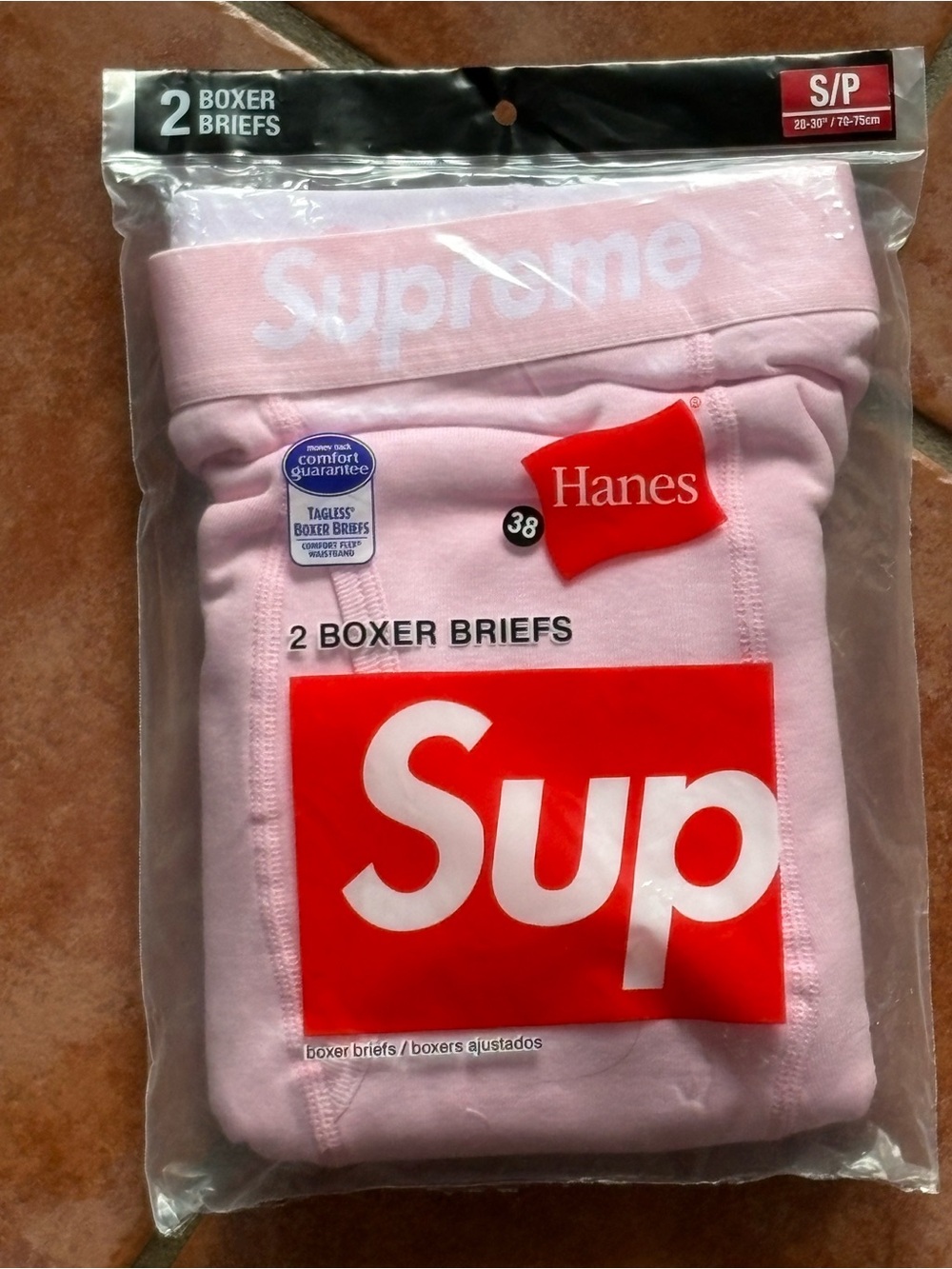 Supreme x Hanes Pink Tagless Cotton Jersey Boxer Briefs 2-Pack Men’s S
